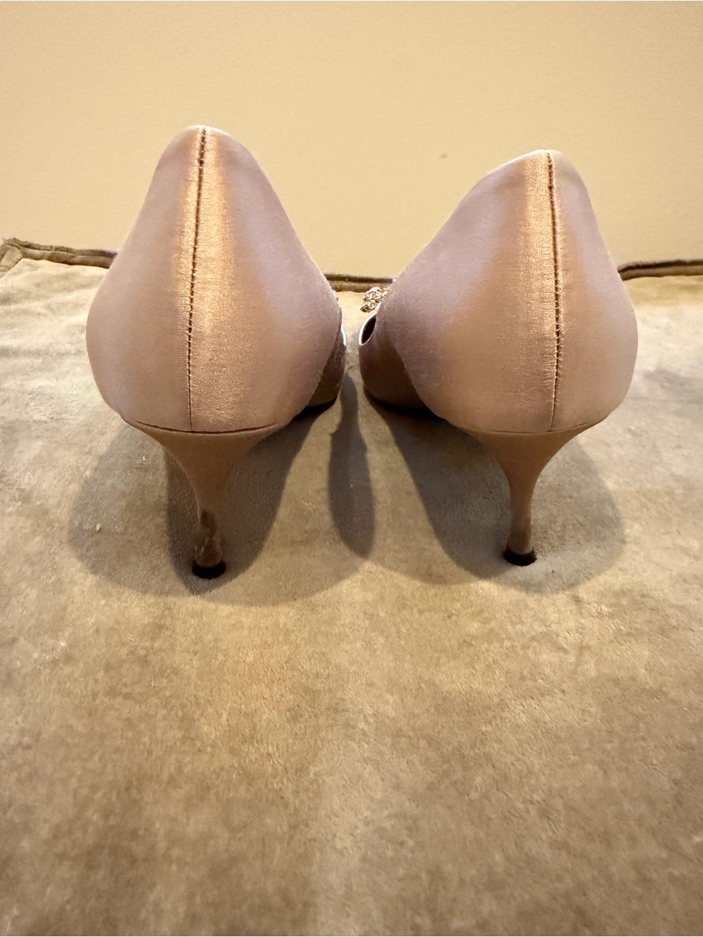 Roger Vivier Pink Satin Pointed-Toe Pumps with Crystal Buckles - Picture 5 of 6